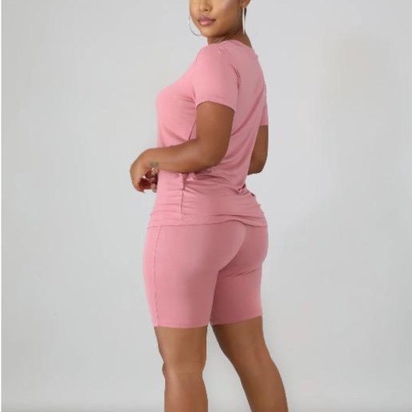 Two-Piece Biker Short Set - Mauve - Picture 2 of 2